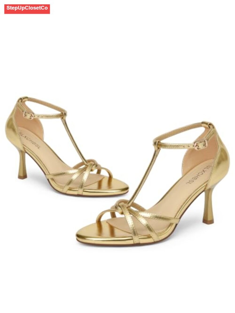Women T-Strap Open Toe Kitten Heel Sandals 3 Inch - Picture 5 of 6